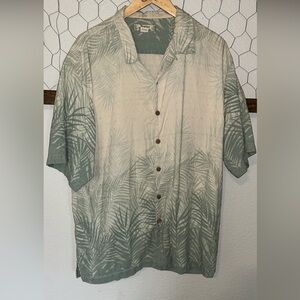 Tommy Bahama Olive and Beige Palm Leaf Shirt
